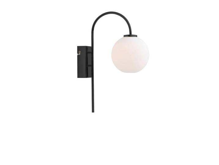 Belid Wandleuchte Ballon, Opal, Schwarz, Metall, Glas, 14x38x26 cm, CE, Lampen & Leuchten, Innenbeleuchtung, Spots & Strahler, Wandstrahler