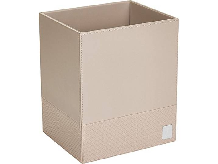 JOOP! Papierkorb Bathline Grau, Leder Optik Maße (B x H x T): 25 x 30 x 21 cm mit silberner Logoplakette
