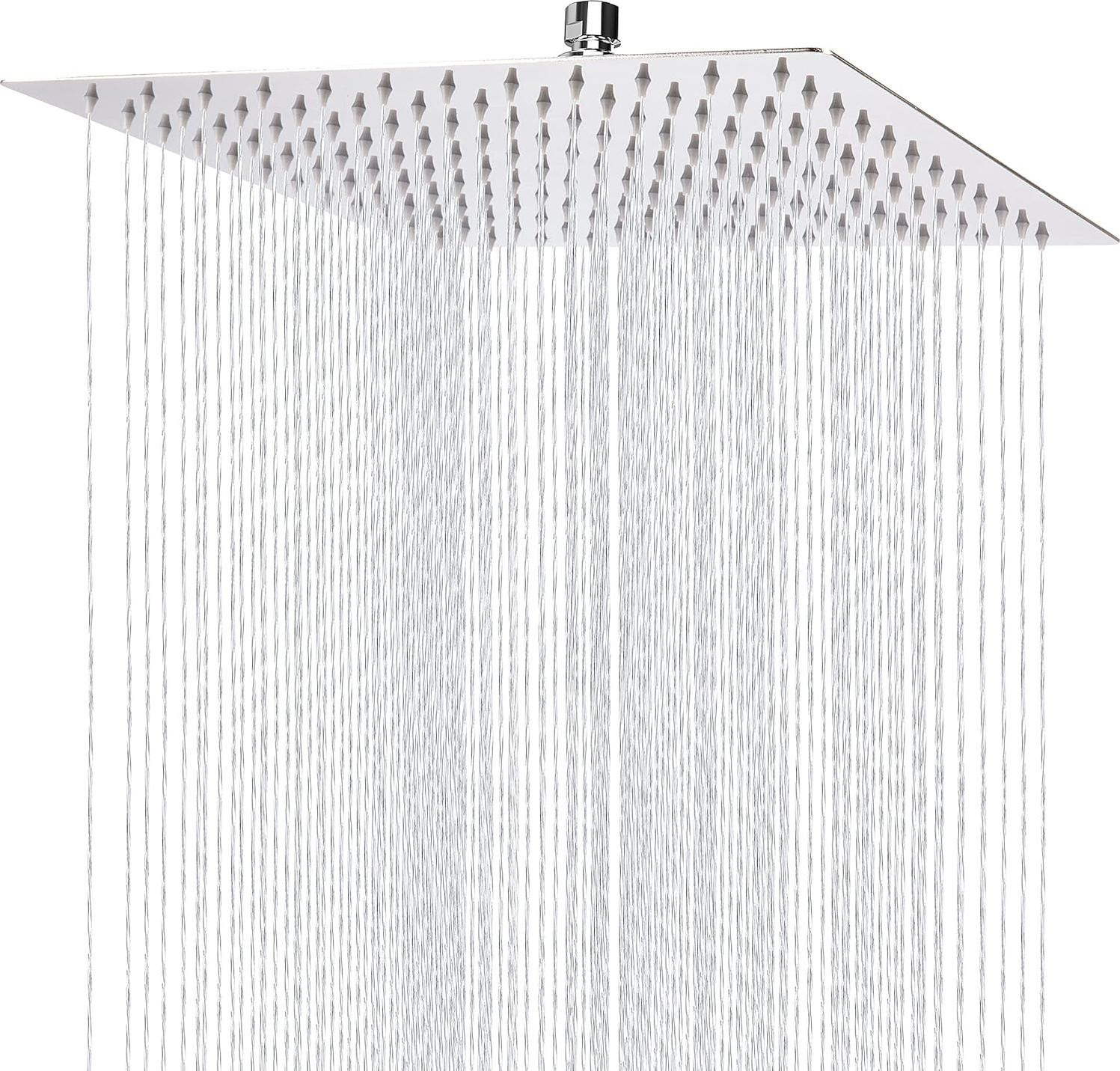 Merkloze vierkante regendouchekop van RVS 304, 30 cm, chroom, voor de badkamer