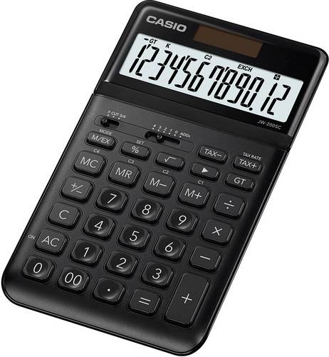 Casio JW-200SC-BK Tischrechner Schwarz Display (Stellen): 12 solarbetrieben, batteriebetrieben (L x B x H) 184 x 109 x 11 mm