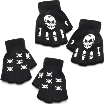 Inspire Essentials GlowSkull Halloween Skeleton Half Finger Gloves 4