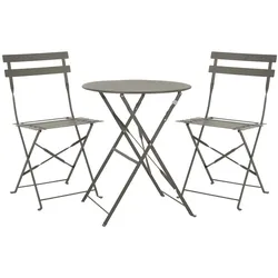 SVITA BERLIN Bistro-Set Metall Sitzgruppe Balkon klappbar Tisch Stühle Taupe