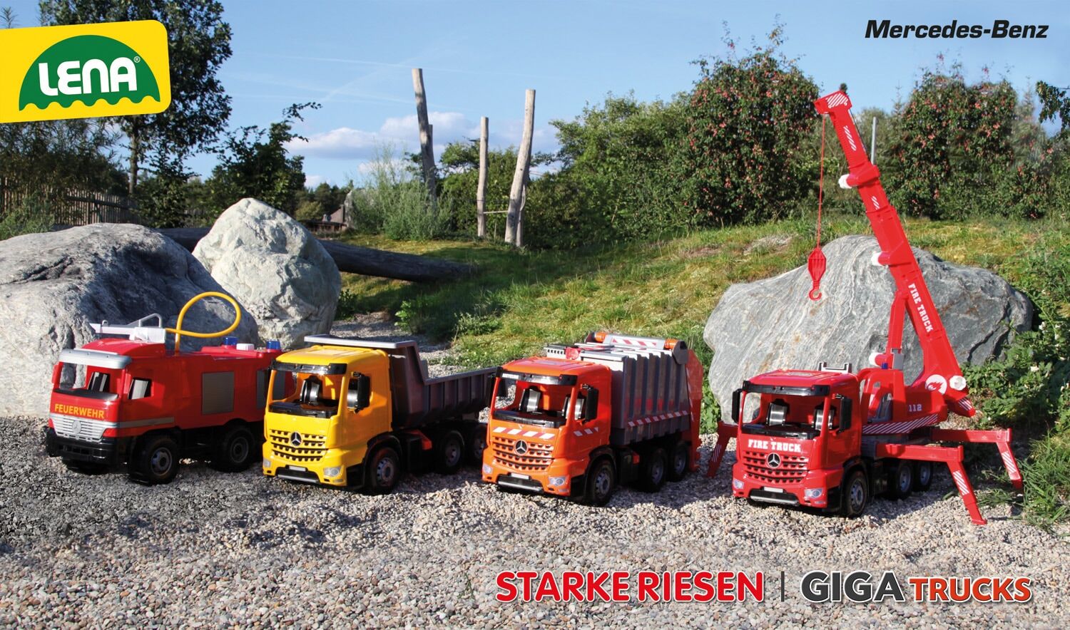 Spielzeug-LKW LENA "Giga Trucks, Muldenkipper Actros", gelb (gelb, rot), Spielzeugfahrzeuge, KinderB:27cm H:34cm T:62cm, Kunststoff, Spielzeug-LKW, Made in Europe, B:27cm H:34cm T:62cm
