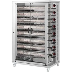 Hähnchengrill mit gas 15 schwerter = 75/90 hühner - 1100x610x1800 mm - 56 Kw + 85 W 230/1V - 53750009 Eurast