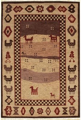 EORC Hand-knotted Wool Beige Traditional Modern Modern Knot Rug - 6' x 9'