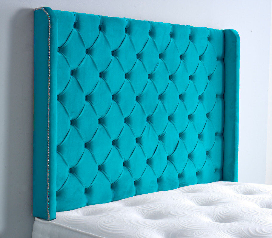 Mercer41 Upholstered Headboard Mallard Velvet Kingsize (5')