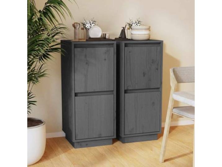 HEFZGDB Massives Sideboard für Wohnzimmer aus Kiefernholz und MDF - Beistellschrank aus Kiefernholz mit Türen - Kiefer Holz Sideboard Stauraum mit 2 Türen und Schwebebeinen