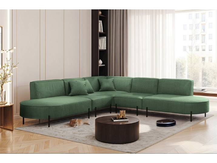 Fun Möbel Ecksofa Sofa VALENCIA Seite universal, Rundumbezug