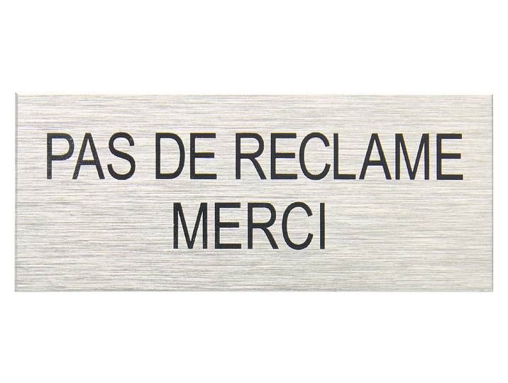 Alu-Schild Pas de Reclame 6 × 2.5 cm