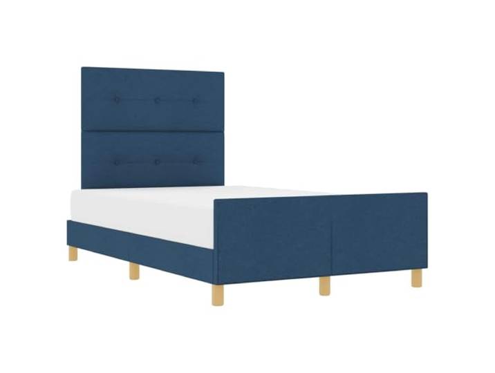 KKgypkn Plattformbett mit Kopfteil Blau 120x200 cm, Stoffbett mit Schaumfüllung, minimalistisches Bettgestell ohne Boxspringmatratze, inklusive Kopf- und Fußteil für Stabilität