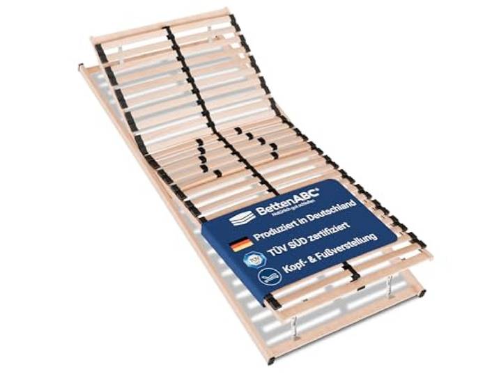 BettenABC - Max1 Lattenrost - 80x220cm - individuelle Kopf- & Fußteilverstellung sowie Härtegradverstellung - Lieferung per Spedition - hergestellt aus Schicht- & Buchenholz in Deutschland