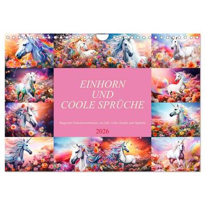 Einhorn und coole Sprüche (Wandkalender 2026 DIN A4 quer), CALVENDO Monatskalender