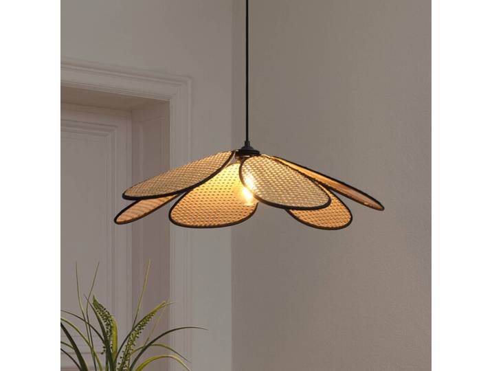 OSRAM Hängeleuchte Decor Rattan Daisy, dimmbar, creme / amber, für Wohn- / Esszimmer, Holz, Mediterran