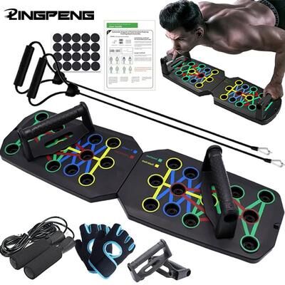 Inspired Finds Portable Multifunctional Foldable Push Up Board Set For Full Body Fitness grey glove
