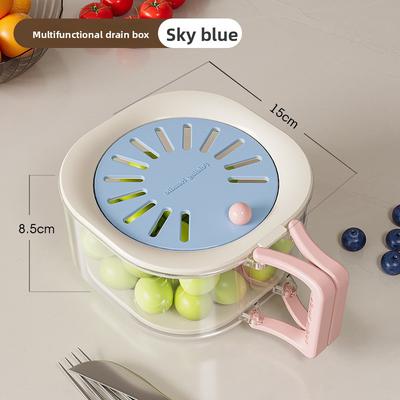 ModernMart FreshGuard Stretchable Drain Basket With Lid For Washing, Draining & Storing Produce blue