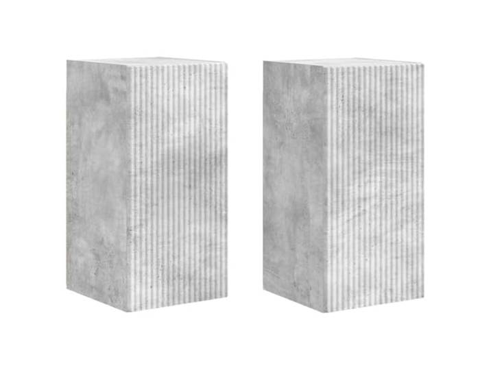 KTHLBRH TV-Schrank zur Wandmontage, 2 Stück, aus Holz und Beton Minimalistisches Design, Wandmontage, 90 ° drehbare Türen, integrierte Regale, Holz, Holzmaserung