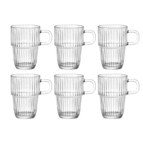 Bormioli Rocco Barshine Latte Macchiato en Irish Coffee Glazen met oor, 315 ml, 6 stuks