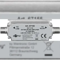 Goobay 67155 SAT/BK-Antennenverstärker 47 MHz - 2400 MHz, 1 Stk. im Plastikbeutel - Strecken-Nahverstärker zur Anhebung von Signalen