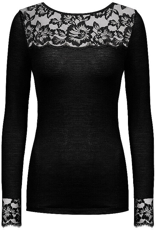MEY Langarmshirt - Loungeshirt WOOL LOVE schwarz schwarz   S/M S/M