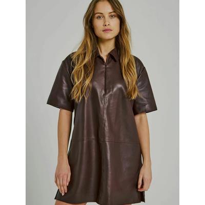 Jerseykleid NORR "NORR Dress Kamila", Damen, Gr. 36, bordeaux, Obermaterial: 100% Leder, Kleider Jerseykleid