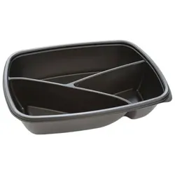 300x Menüschale, PP, schwarz, dreigeteilt, 450/240/210ml