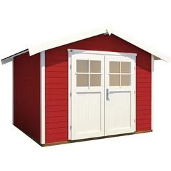 Weka Gartenhaus 122 - 28 mm-Gartenhaus 122 - 240 x 235 cm (Gr. 2)-schwedenrot - 50 % Rabatt auf Dacheindeckung