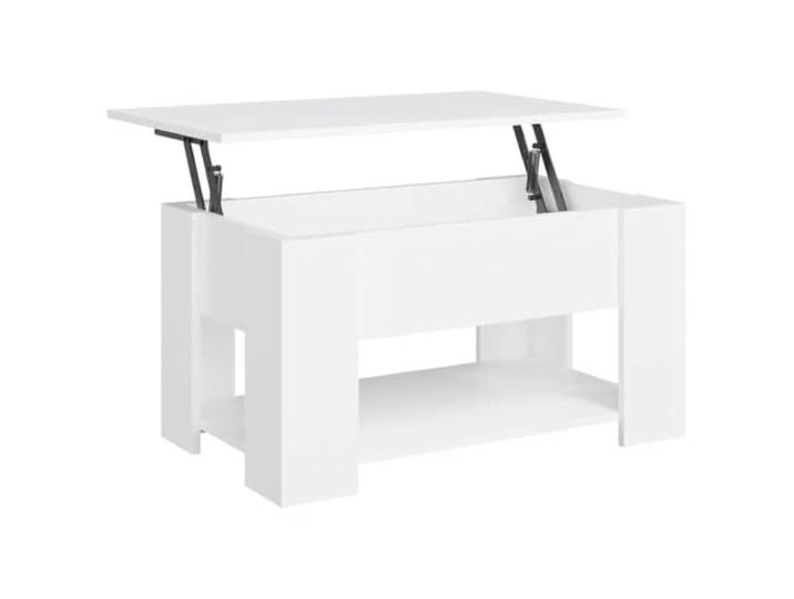 Favemtsl Couchtisch Höhenverstellbar Weiß 79x49x41 cm Beistelltisch Höhenverstellbare Tischplatte mit verstecktem Staufach für Notebook, Snacks und Bücher im Wohnzimmer oder Büro.