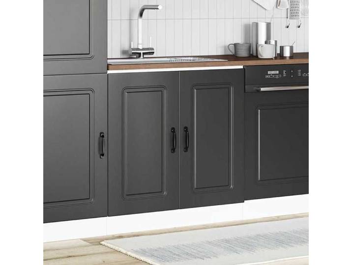 Noir Meuble bas pour évier - CLOUD - Meuble sous évier - Kalmar noir 80x46x81 5 cm bois ingénierie FR979