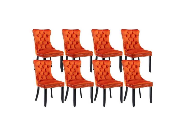 LuxusKollektion Esszimmerstuhl Esszimmerstühle Samt 8er Polster Orange(massivholzbeine) 8er-Set