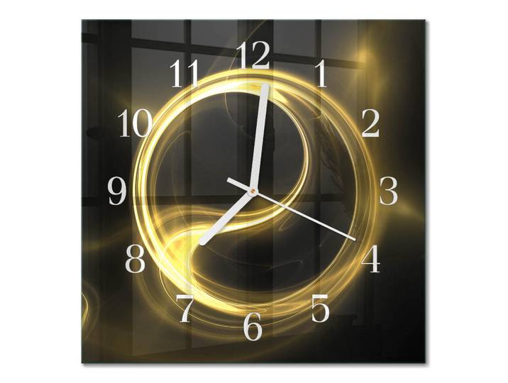 Tulup Wanduhr 30x30 cm - Abstraktionskreis, Gelb, Glas, Quadratisch, 30x30x0.4 cm, Dekoration, Uhren, Wanduhren