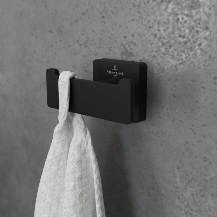 Villeroy und Boch Elements Striking Doppel-Handtuchhaken TVA152012000K5 matt black, 80x44x45mm