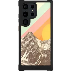 Nivocase Hülle für Samsung Galaxy S23 Ultra Stossfeste Handyhülle NIVOmax Case Schwarz Berg Retro (Samsung Galaxy S23 Ultra), Smartphone Hülle, Schwarz