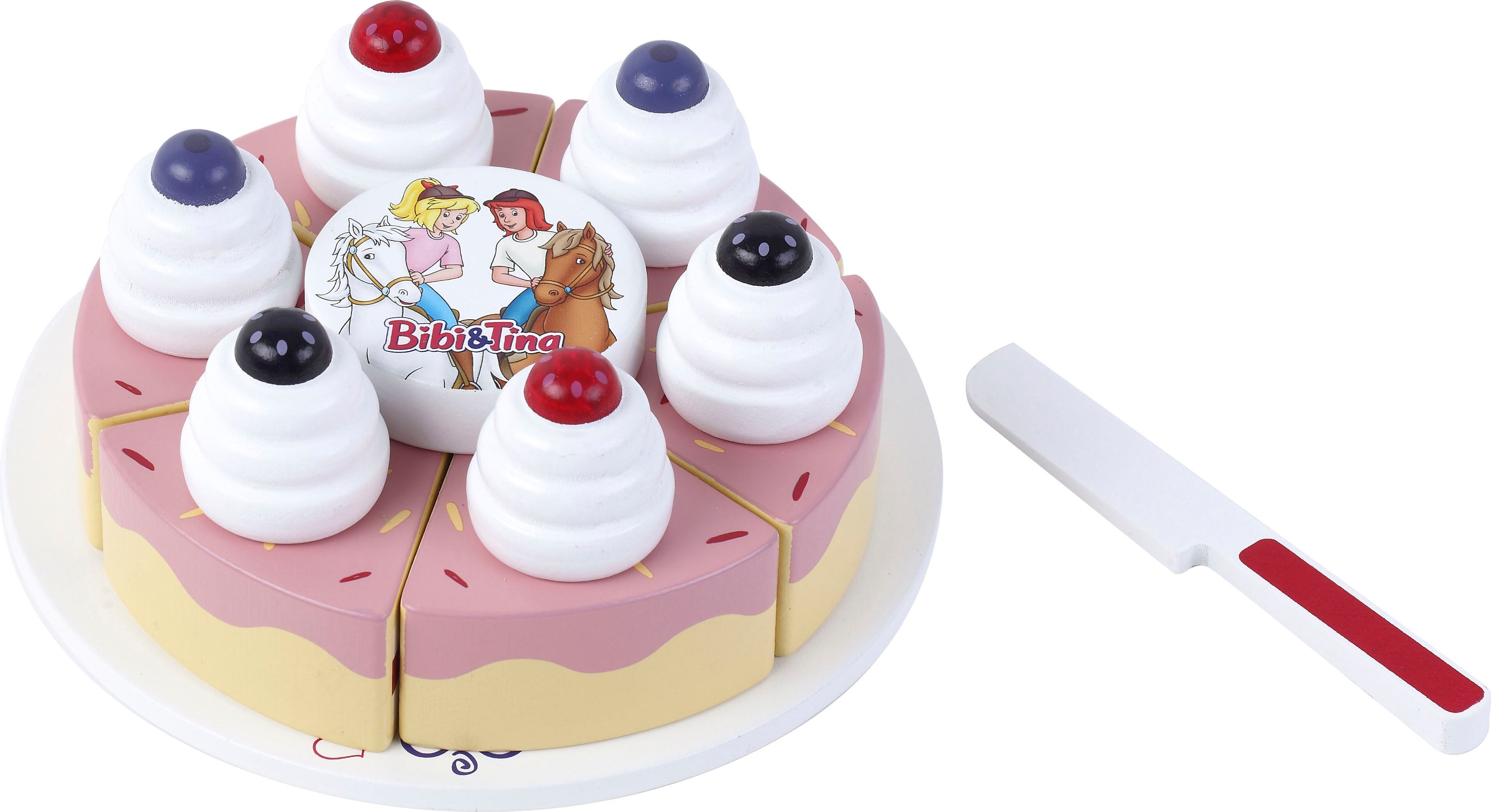 Spiellebensmittel TANNER "Bibi & Tina, Torte", bunt, Kaufladensortimente, Kinder, Holz, zum Schneiden; aus Holz
