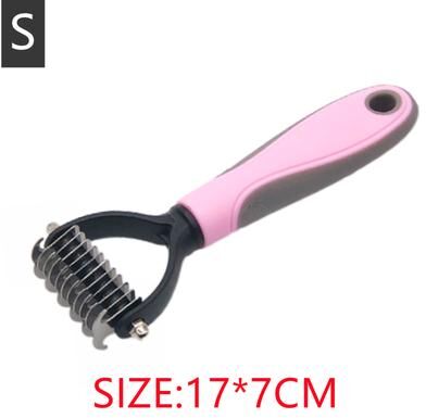 Fusion Finds Gentle Undercoat Rake Dual Sided Pet Grooming Brush & Cat Hair Removal Comb pink s