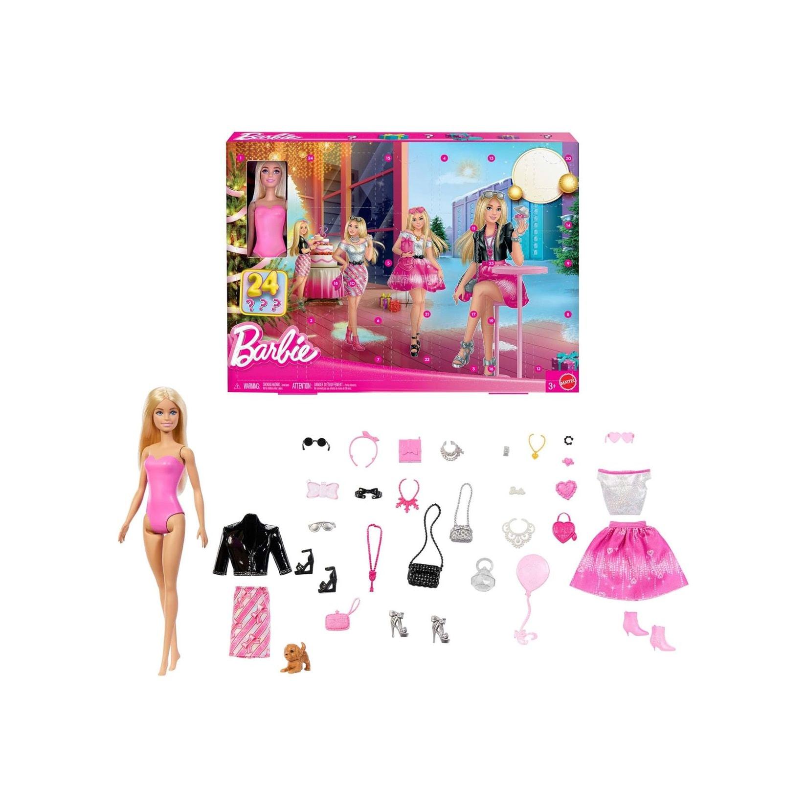 Mattel JFL63 - Barbie - Modepuppe Adventskalender mit 24 Überraschungen – Kleidungsstücke, Accessoires & Hündchen