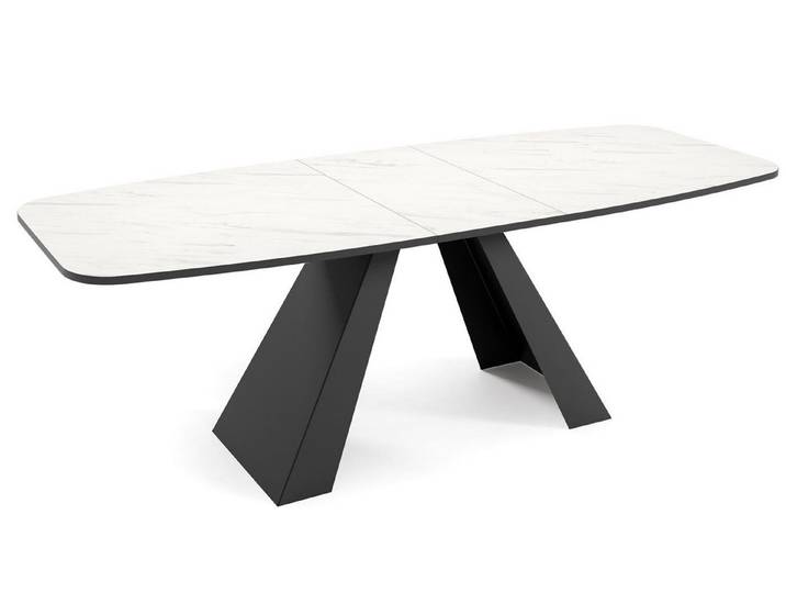 Compleo Esstisch elegant und modern Design, ausziehbar, Metalluntergestell, ovaler Tisch im modernen Stil