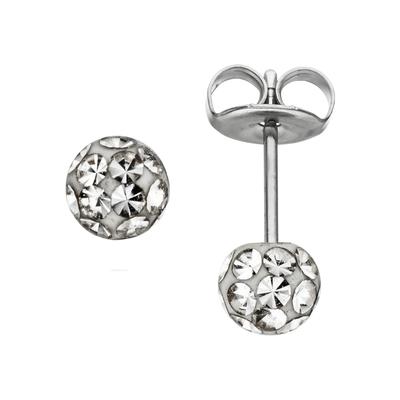 Paar Ohrstecker JOBO, silber (edelstahlfarben), Ohrringe, Damen, 4,1mm, Edelstahl, Edelstahl mit Kristallsteinen