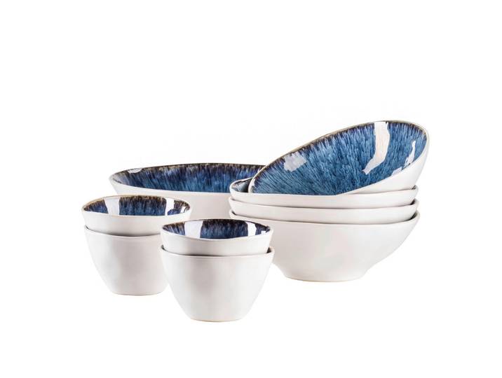 Mäser Schüsselset Frozen, Blau, Keramik, 9-teilig, rund, 26x7.5x26 cm, Essen & Trinken, Geschirr, Schalen & Schüsseln, Schüsselset