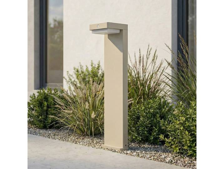 Luminaire pour socle LED Eleazar, beige, aluminium, avec capteur - Lindby - Terrasse