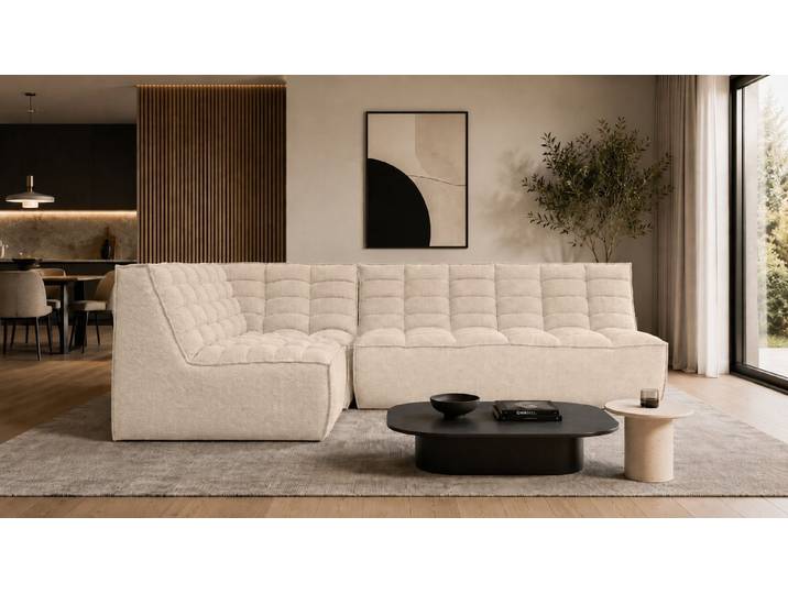 Kaiser Möbel Ecksofa L Mini aus POP-Plüschstoff, LAZY