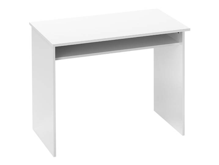 Bureau informatique avec étagère panneaux de particules blanc laqué