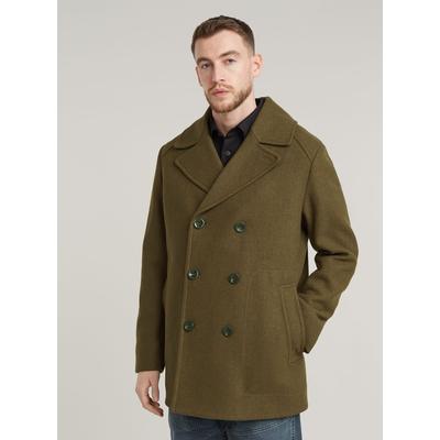 Outdoorjacke G-STAR "Wool Peacoat", Herren, Gr. S, grün (schwarz olive), Obermaterial: 70% Wolle, 30% Polyamid, Jacken Outdoorjacke