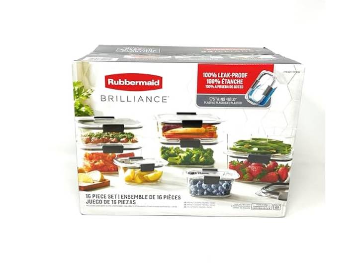 Rubbermaid Brilliance Frischhaltedosen mit Deckel, 16-teiliges Set