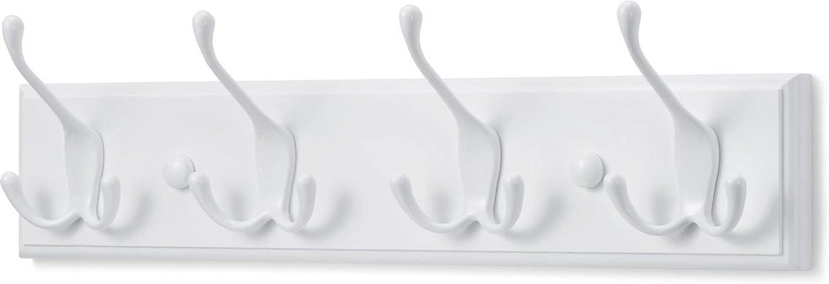 Witte wandkapstok met haken voor jassen en kleding, Breedte: 42 cm