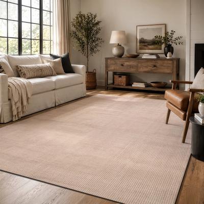 World Rug Gallery Linear Block Machine Washable Non-Slip Backing Area Rug
