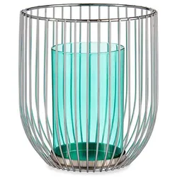 Giftdecor, Kerzenständer, Kerzenständer Kristall blau Käfig blau Metall silb