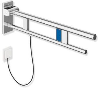Hewi System 900 Stützklappgriff 900.50.14540 Ausladung 900 mm, Edelstahl verchromt, links, E-Spülausführung