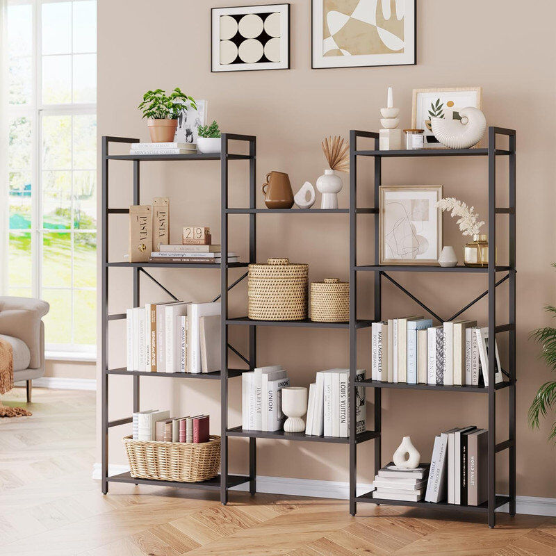 Borough Wharf 138 cm H x 158 cm W Steel Bookcase Black
