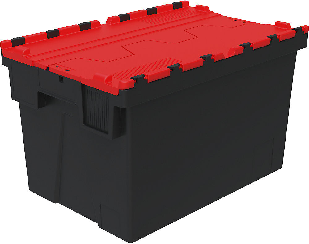 kaiserkraft Mehrweg-Stapelbehälter, LxBxH 600 x 400 x 400 mm, schwarz/rot