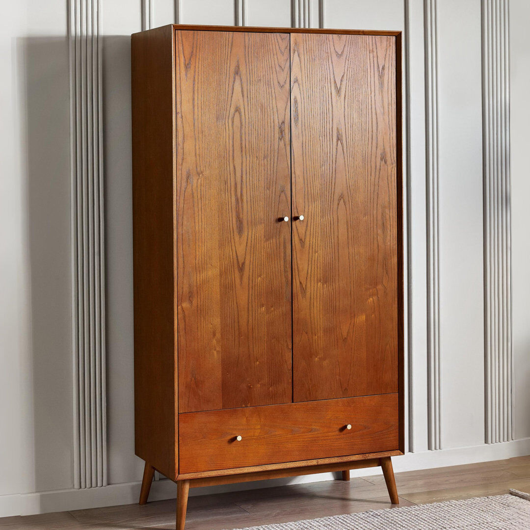 George Oliver Barchov 2 Door Wardrobe Brushed Gold 190cm H X 97cm W X 55cm D